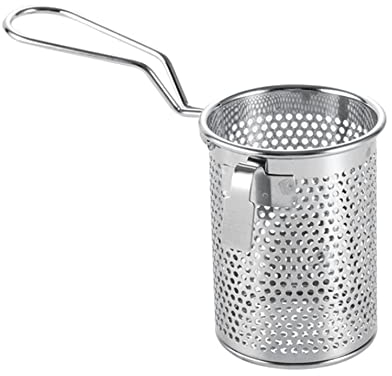 Cesto bollente di pasta, cestino in maglia in acciaio inossidabile da 10 cm con appendiabiti, cesti di cottura piccante hotchpotch, cestino di spaghetti per cuocere noodles gnocchi