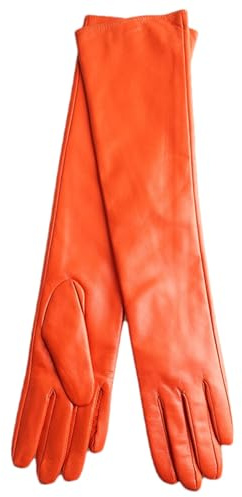 HEAITHpool Guanti in pelle da donna, 50 cm, Guanti invernali caldi, Guanti semplici da donna, Colore: arancione., M