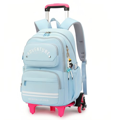 ETAISHOW Rolling Backpack for Girls Kids Backpack with Wheels Roller Bookbag Trolley School Bag Wheeled Bag