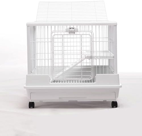 Kleintierkäfig Xxl mit Rollen, Kaninchenstall mit 4 Räder, PH+PS-Kunststoffmaterial, mit Panorama-Sonnendach, Bequem mit Haustieren zu Interagieren, Einfach zu Säubern ( Color : White , Size : 68*45*6