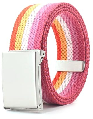 NEFLUM Bunte gewebte Gürtel für Herren und Damen, gestreift, farblich passende Gürtel, Regenbogen-Nylon-Canvas-Gürtel, 3,5cm breit