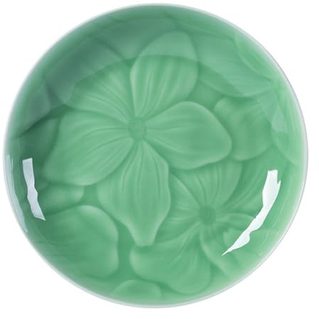 Seres Assiette décorative céladon, plat rond en porcelaine vert jade, 3 couleurs optionnelles, diamètre de 20 cm, vert