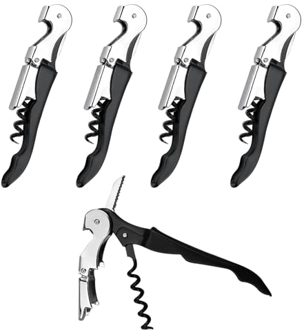 SULIVES Wine Opener Set (5 Pack) - Waiter's Corkscrew, Foil Cutter, Waiter's Friend, Bottle Opener