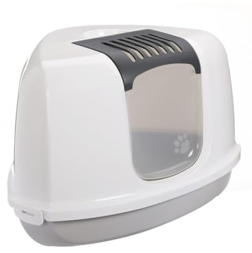 Mon ami Luki - Maison de Toilette Confort - Angle Speciale Petits espaces- avec Filtration et trape - Ecru - Chat - 60x48x40CM