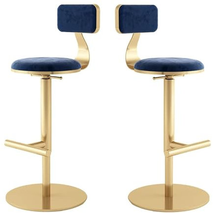 Barhocker 2er Set - Drehbar Stehhocker, Drehbare Barhocker Verstellbaren Barhockern Aus Samt Mit Hoher Rückenlehne, Gepolsterte Moderne Barhocker, Barhocker, Stühle Für Esszimmer/Hausbar/Küche ( Color