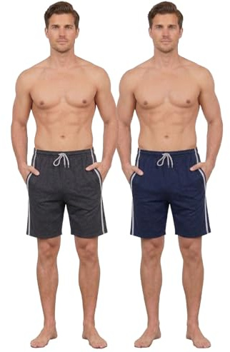 Pantalones cortos de pijama para hombre (paquete de 2), M