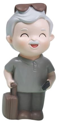 STOBAZA Reise-Opa Figur Für Tortendekoration Und Wohnaccessoires Miniatur Deko Nostalgisches Für Großeltern Auto-Innenraum Desktop Figur