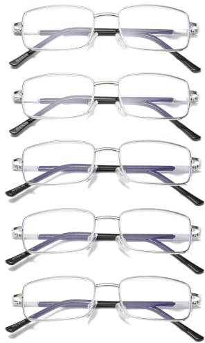 Hubeye Lesebrille aus Metall für Herren Anti-Blau Sehhilfe Rechteckiger Männer Brillen Federscharniere Blaulicht Blockierende Computer Lesehilfe