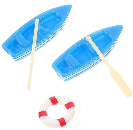 POPETPOP 1 Set Miniaturboote Miniatur Strandzubehör Miniaturboot Mit Paddel Und Rettungsring Miniatur Strandfiguren Miniatur Strandornamente Mini Strandseitendekorationen Miniboot