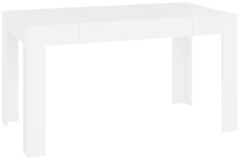 Pxznbe Table à manger blanche 140 x 74,5 x 76 cm, bois multicouche, style minimaliste, table de salon, restaurant, coin repas