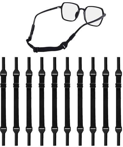Neyared 10PCS Glasses Strap Sports, Adjustable Eyeglass Straps for Men Women Teenagers(Black)