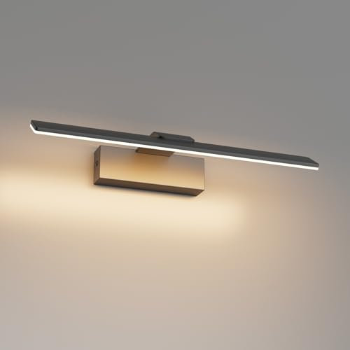 Klighten Spiegelleuchte Bad LED 40cm 12W, Spiegellampe Bad IP44, Badezimmer Lampe Wand Aluminium Badleuchte Badlampe Wand, 60 LEDs, 1100 Lumen, Warmweiß 3000K, Schwarz