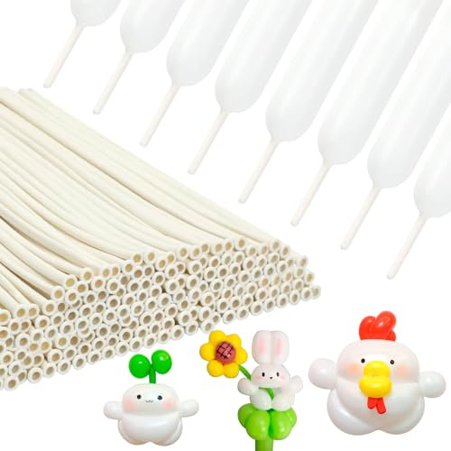 100 pcs White 260 Balloons Garland Kit for Long Balloons Long Skinny for Christmas Decorations And Birthday Decorations Wedding Animals Modeling Party Holiday Valentines Flower Decor