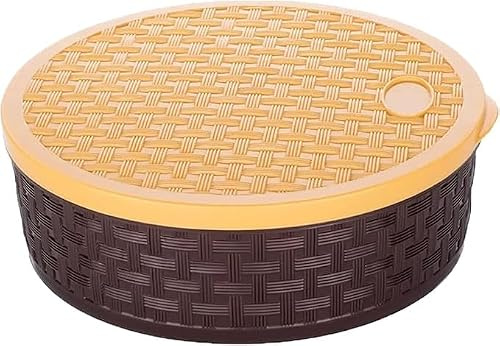 STL Plastic Spice Box with 7 Compartments - Multipurpose Masala Dabba Organizer for Kitchen - Airtight, Leak-Proof, Food Grade Material (Round Masala Dabba (Brown))