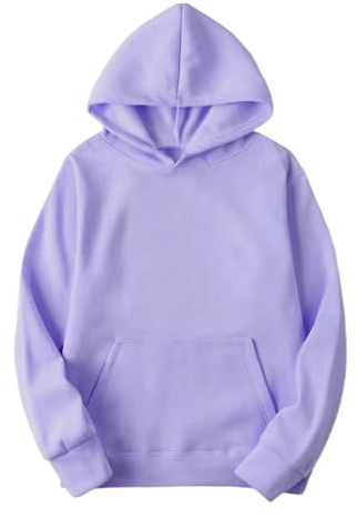 KOG Hoodie für Damen Baumwolle Hoodies Einfarbige Hooded Sweatshirt Elegant Pullover Frauen Basic Oberteil Elegante Retro Slim Fit Kapuzenpullover Lila M