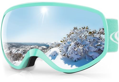 Findway Gafas Esqui Niños 3~12 Años Mascara Esqui Niño Gafas de Esqui Niña Niño,Ajustable Anti-Niebla Protección UV Compatible con Casco para Esquiar Snowboard Deportes de Invierno