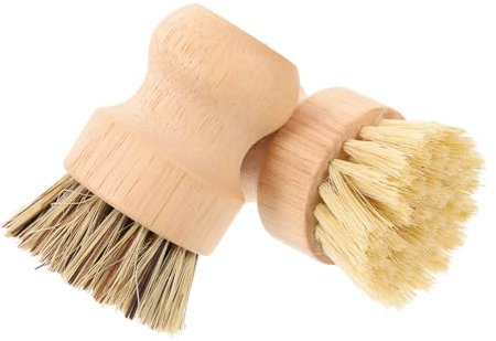 minkissy Scrub Brush Palm Brush 2pcs Set Natural Palm Fiber for Pots Pans Sink Scrubbing Household Kitchen Supplies