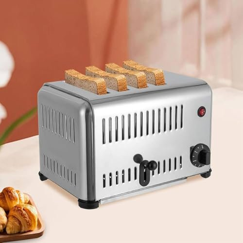 LSHFYV Grille-Pain Commercial, Grille-Pain électrique escamotable en Acier Inoxydable à 4 tranches Grille-Pain de comptoir à Contact Froid Grille-Pain Rapide à 4 tranches de 5 Minutes avec Plateau