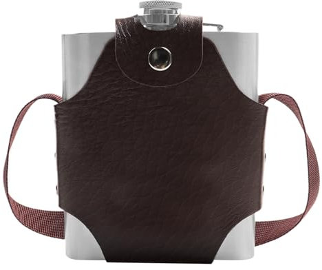 UZSUZZ Fiaschetta Tascabile XL Fiaschetta Tascabile in Acciaio Inox con Borsa per il Trasporto 18oz/523ml Fiaschetta per Alcool Liquori Whisky per Escursionismo,Arrampicata,Bar,Feste