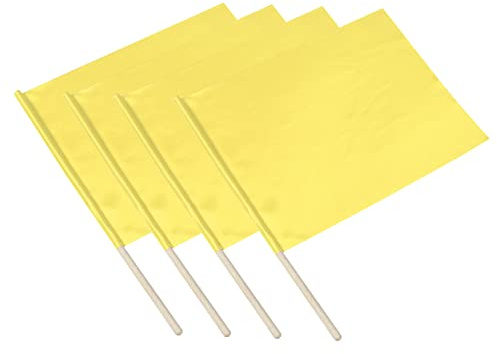 BESPORTBLE 4pcs Handheld Referee Flags Yellow High-visibility Signal Flags for Sports Competitions 30x40cm Lightweight Match Conducting