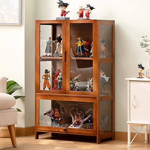 Pounjsd Curio-Schrank, Eckvitrine, Bücher vitrinenschrank, Glasvitrine Vitrine für Sammlerstücke, Sammlervitrine Stehend, Vitrine mit Acryltür, für Sammlerstücke Bücher Wein, 65 * 32 * 106CM