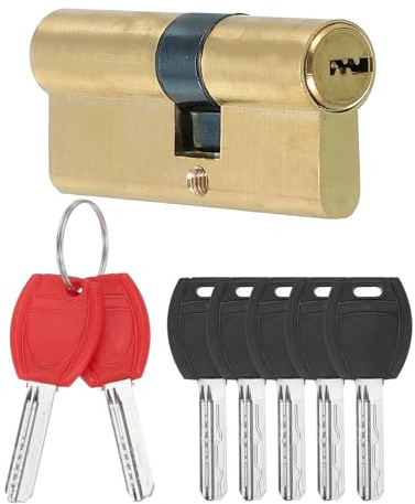 PATIKIL Bombín Europeo De Doble Bloqueo, 75mm (27.5/10/37.5) Bombín Para Puerta Con 7 Llaves, Bombín De Latón Macizo Para Puertas De Madera Y Aluminio Antirrobo