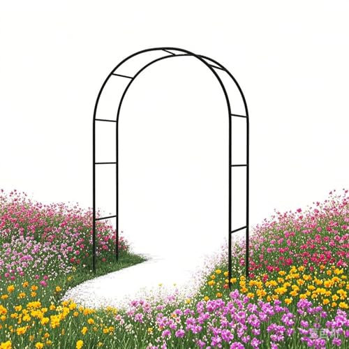 Arche de Jardin pour Plantes grimpantes Arceau à Rosiers métalli pergola Arche de Mariage pour Intérieur Extérieur Décoration de Fête de Mariag(Black,200cm)