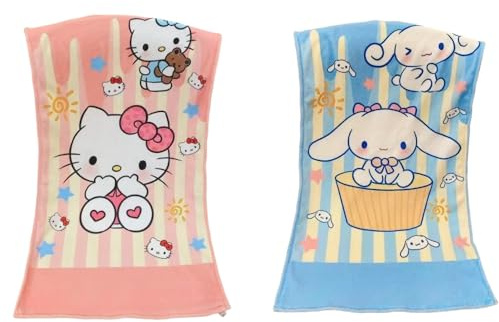 OMEIU Store 2PCS Children's Facial Towel, Kids Washcloth Towels, Cotton Kids Face Towels, Cute Kitty dog Hand Towel Set, Children Wash Cloths for Hand Face Shower, 33x 73 CM (Set01)