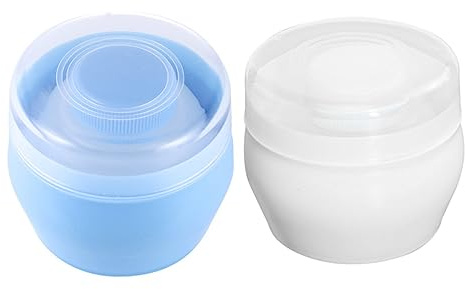 ERINGOGO 2 Stück Babypuderquasten Kasten mit Flauschiger Puderquaste Leere Tragbare Puderdose für Körperpflege und Reisen Leicht zu Bedienen