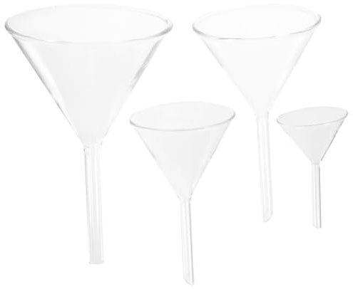 Cabilock Juego de 4 Embudos de Vidrio para Laboratorio de Llenado Científico Filtro, Tamaños 40, 60, 75 y 90 Mm, Seguro Investigación Química