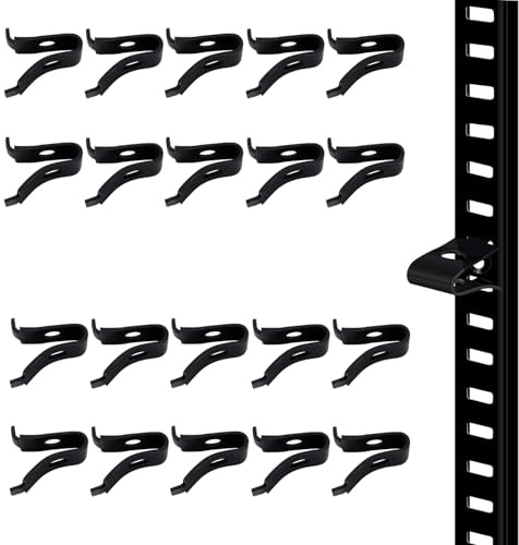 20Pcs Adjustable Cabinet Shelf Bracket Clips, Metal Shelf Bracket Clips, Shelf Pegs, Pilaster Shelf Support Clip, Heavy Duty Metal Shelving Brackets Clips for Kitchen Cabinet Bookcase (Black)
