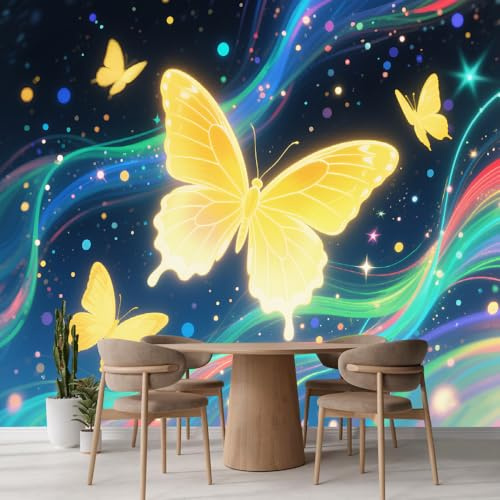 Schmetterling Wasserfeste Wandtapete Farblinien abziehbar und aufkleber Kunstdekor Gemälde für Kinderzimmer Mädchenzimmer Kinderzimmer Wohnzimmer Badezimmer Wohndeko 826x589cm