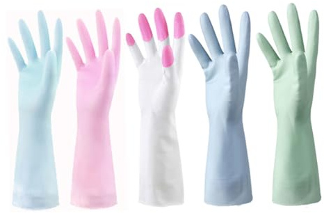 LRXIYODE 3pairs Kitchen Gloves Thin Dishwashing Gloves Rubber for Home Washing up Garden Random Color