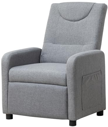 Thanaddo Sessel Relaxsessel Massagesessel Fernsehsessel Einzelsofa mit 140° Verstellbarer Rückenlehne, Ergonomisch Lounge Sessel bis 160 kg für Wohnzimmer Balkon und Heimkino, möbel, Leinen Grau
