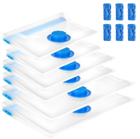 QWORK® Bolsa de Vacío para Ropa 6 Piezas (2 50x70cm, 2 60x80cm, 2 80x100cm) - Hermético y Reutilizable, Versátil para Ropa, Ropa de Cama, Maletas