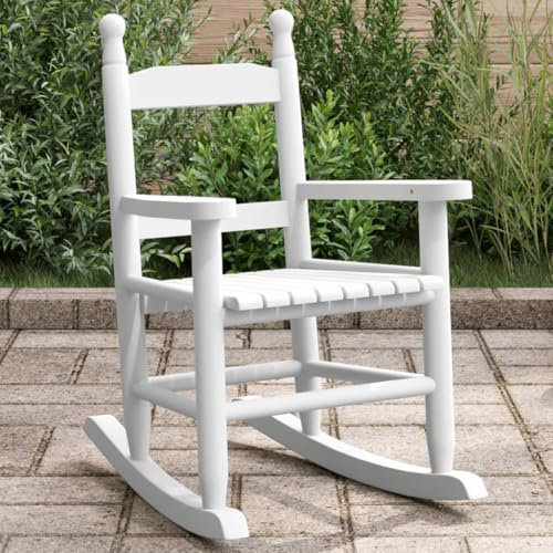 Genérico Mecedora para niños Madera Maciza de álamo Blanca,Mobiliario,Sillas,Mecedoras,2.7 KG,4008881