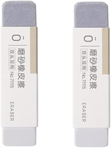 2-Pcs Grey Matte Ink Erasers - Pen-Style Design for Ballpoint and Fountain Pens, Frosted Non-Abrasive Office and School Supplies