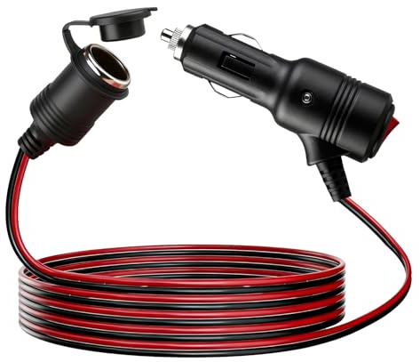 12V/24V Enchufe Mechero Coche con Interruptor, 16AWG Alargador Mechero Coch | 2M Prolongador Cable Extensión Mechero Coche con 15A Fusibile para Automóviles y Motocicletas Coche Barco Camiones SUV