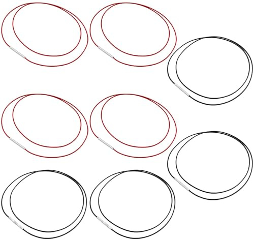 JazRvr 8er Set Schwarz Und Rot, Lederkette Damen, Lederhalsband Damen, lederband für ketten, lederhalsband kautschuk kette, Stylische Accessoires Für Jeden Anlass
