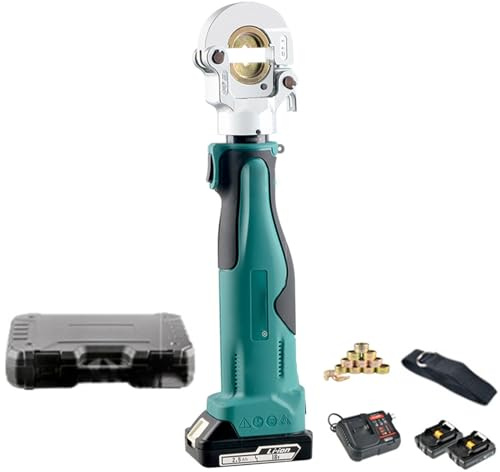 Pinza crimpatrice elettrica, portatile a batteria, con 12 paia di matrici e display OLED per crimpatura cavi, 10-300 mm²