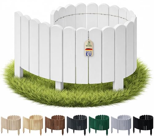 Floranica Borde de césped 40 x 100 cm Blanco Bordura de Parterre Flexible Valla de Madera para césped y bancales elevados