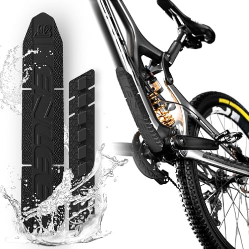 Desing Wish 2 Pezzi Protezione Telaio Bici in Silicone Adesivo Antiscivolo per Catena e Tubo Inferiore Pellicola Salvacatena Resistente Nera per MTB Bici da Corsa E-Bike Accessorio Bici