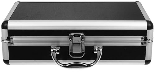 Healifty Portable Aluminum Alloy Carrying Case with Lock, Large Capacity | Black Abs Shell, Flannel Lining and Pearl Cotton, Smooth Opening, Workshop Travel Use for Hardware Screws