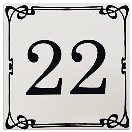 GUIZZO Creart - Numero Civico Esterno in Ceramica Incisa, Targa Personalizzata 10x10cm 12x12cm 15x15cm in Stile Liberty - Targhetta Personalizzata Modificabile, Targhetta Porta Ingresso, Made in Italy