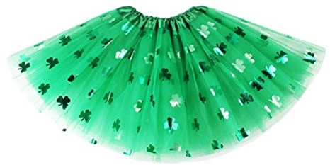 Amosfun St. Patricks Day Tutu Jupe Robe Costume St Patricks Day Costume Irlandais Shamrock Costume pour Enfants Petites Filles 30cm