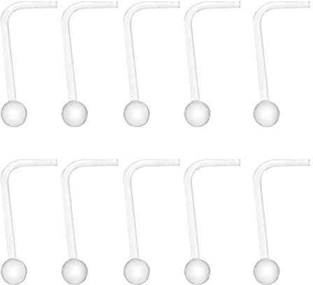 LEEQ 15 Pièces Anneau de Nez Transparent Flexible Nose Stud Retenue pour Body Piercing