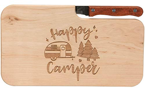 Snack board avec couteau - Snack board avec gravure - Planche en bois avec couteau - Cadeaux pour campeurs - Cadeaux d'extérieur - Petit déjeuner en plein air