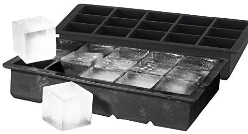 PEARL Eiswürfel Silikonform: 2er-Set Silikon-Eiswürfelformen für je 15 kleine Eiswürfel, je 3x3x3cm (Eiswürfelform große Würfel, Jumbo Bereiter, Eis)