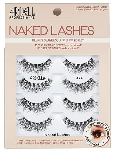 Ardell Naked Lashes 424 Wispy Lashes Natural Look False Eyelashes, 4 Pairs