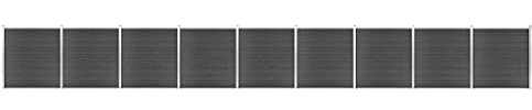 vidaXL Zaunelement Set mit Pfosten Sichtschutz Windschutz Zaun Gartenzaun Lamellenzaun Sichtschutzzaun Windschutzzaun WPC 1564x186cm Schwarz